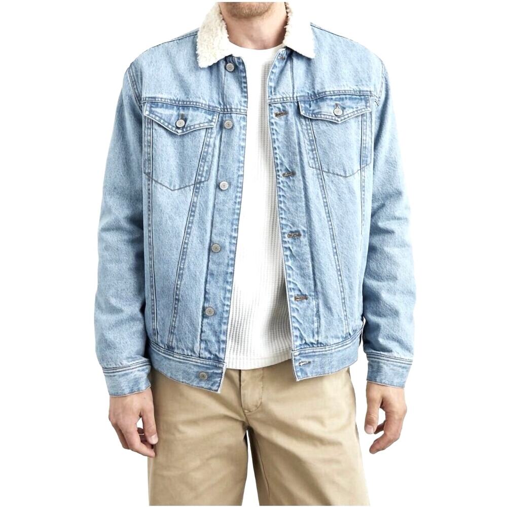 RAILS Men’s McKinley Sherpa Lined Lightwash Denim Trucker Jacket XL